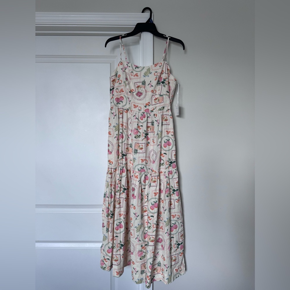 Cynthia Rowley Cream Maxi Dress with Pink & Orange Fruit Print